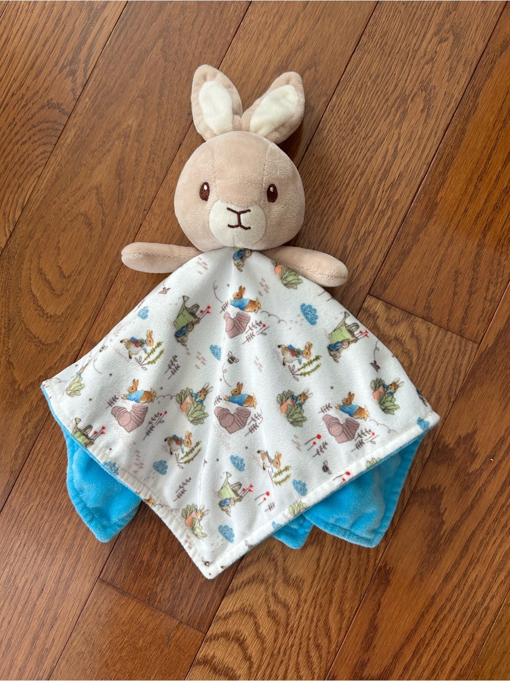 Beatrix Potter Plush Peter Rabbit Bunny Lovey Security Blanket - Blue and Cream